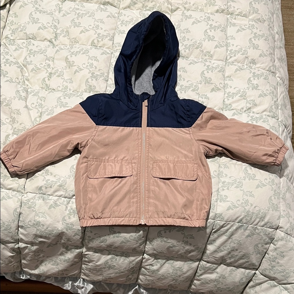 Beige and Navy Hooded Jacket